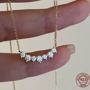 925 Sterling Silver Elegant Gold Necklace with Silver Accents